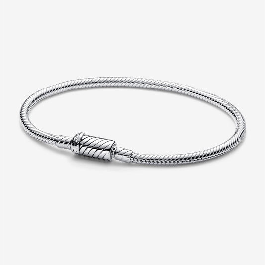 S925 Sterling Silver Easy-Close Magnetic Clasp Snake Chain Bracelet