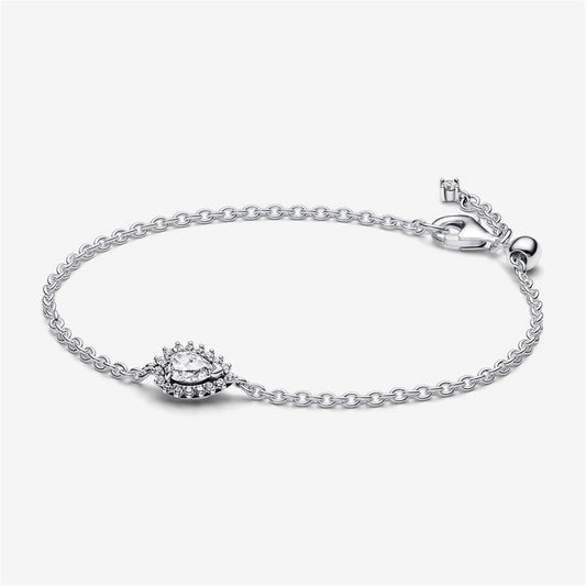 S925 sterling silver Sparkling Pear Halo Chain Bracelet