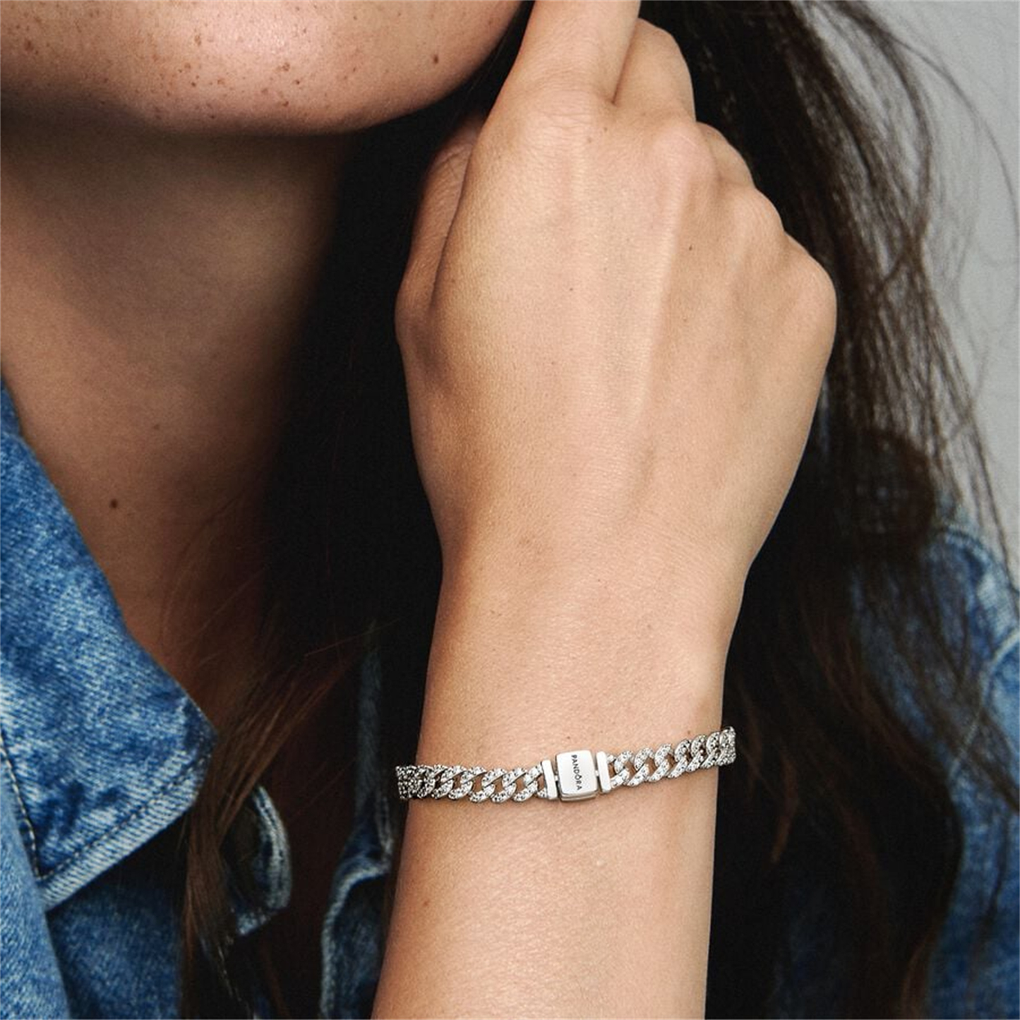 S925 Sterling Silver Pavé Cuban Chain Bracelet,Noble Bracelet