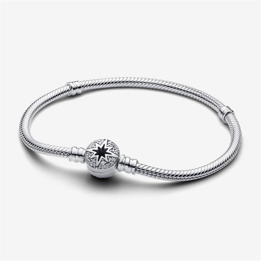 S925 Sterling Silver North Star Clasp Snake Chain Bracelet