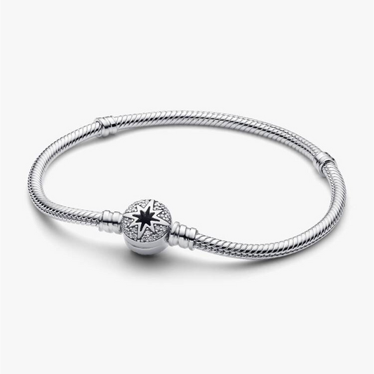 S925 Sterling Silver North Star Clasp Snake Chain Bracelet,Ornate Bracelet,Wedding Gifts