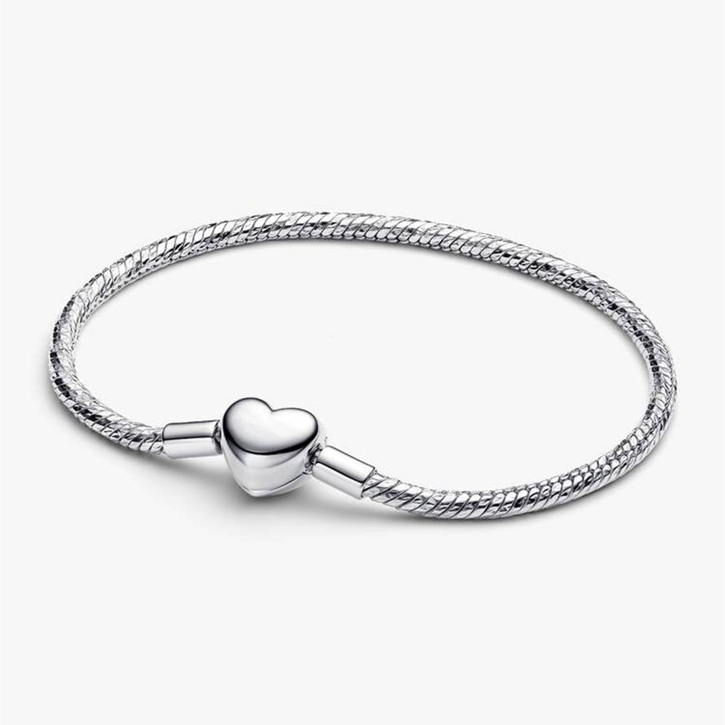 S925 Sterling Silver Heart Clasp Faceted Snake Chain Bracelet,Brilliant Bracelet,Anniversary Gifts