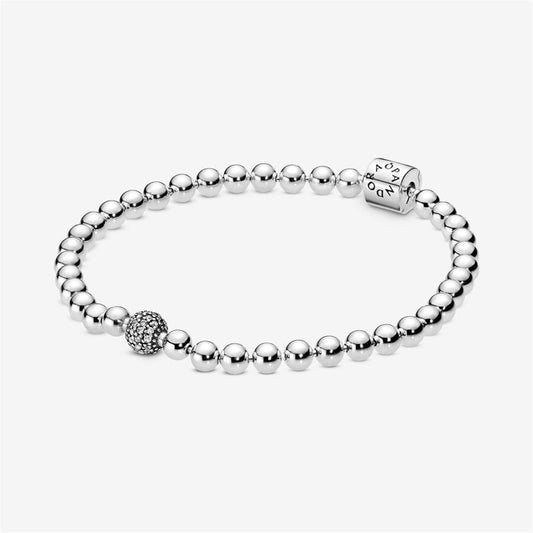 S925 sterling silver Beads & Pavé Bracelet