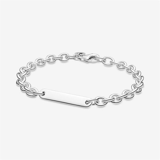 S925 sterling silver Engravable Bar Link Bracelet
