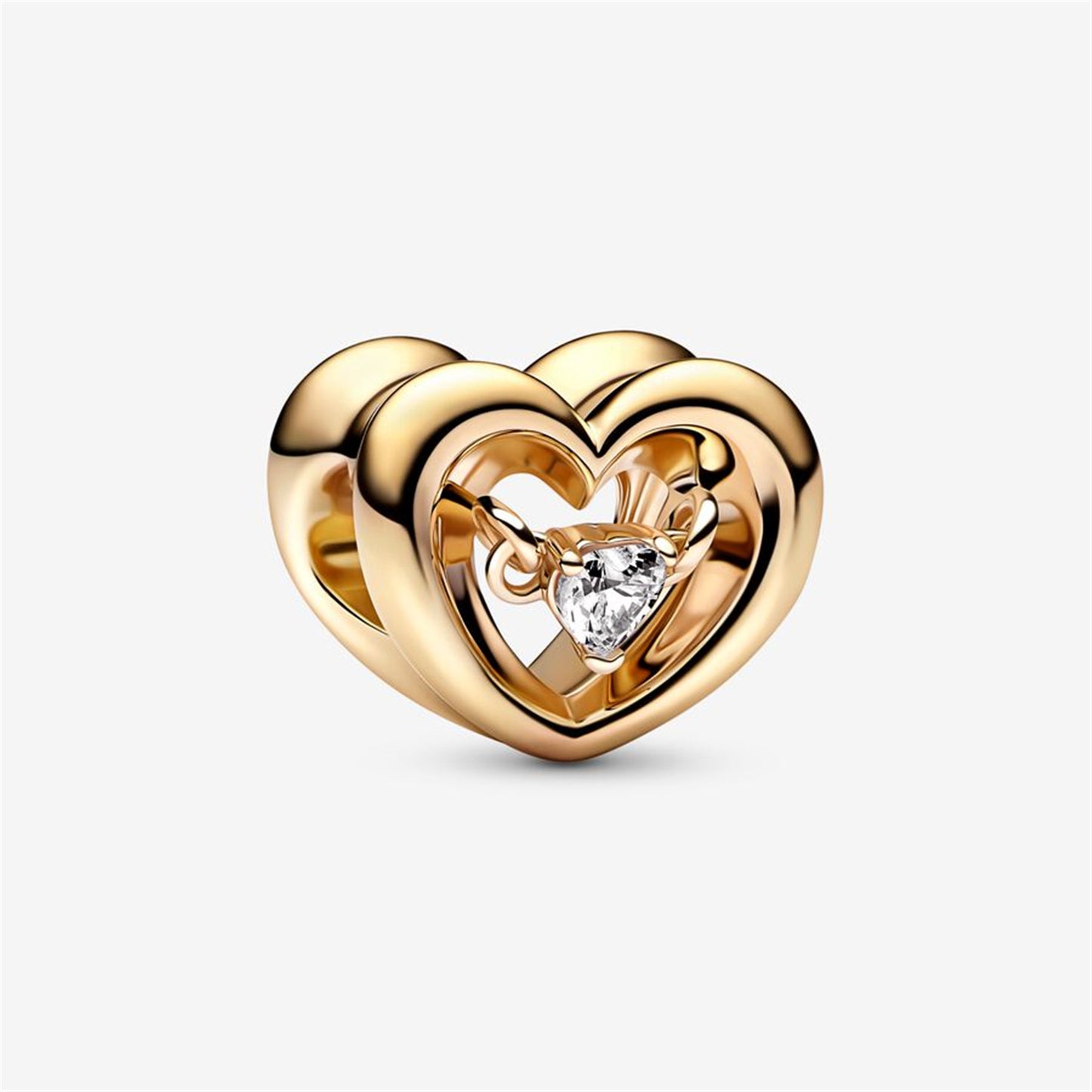 S925 Sterling Silver Radiant Heart & Floating Stone Charm
