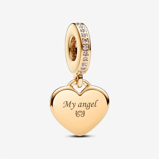 S925 Sterling Silver Engravable Heart Tag Dangle Charm