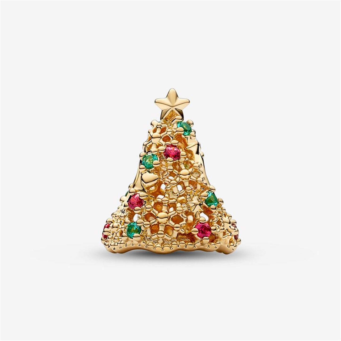 S925 Sterling Silver Glitter Christmas Tree Charm
