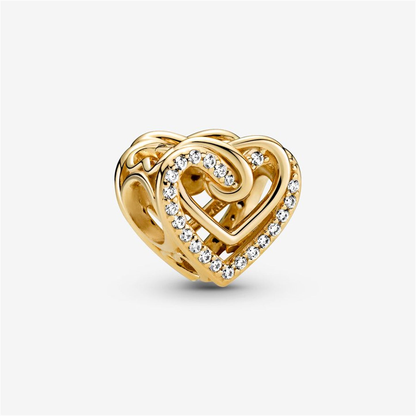 S925  Sterling Silver Sparkling Entwined Hearts Charm