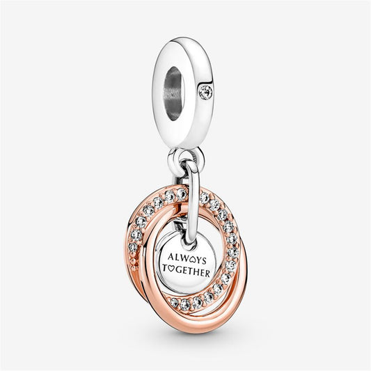 S925 Sterling Silver Family Always Encircled Dangle Charm