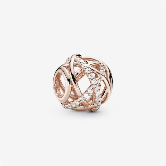 S925 Sterling Silver Sparkling & Polished Lines Charm