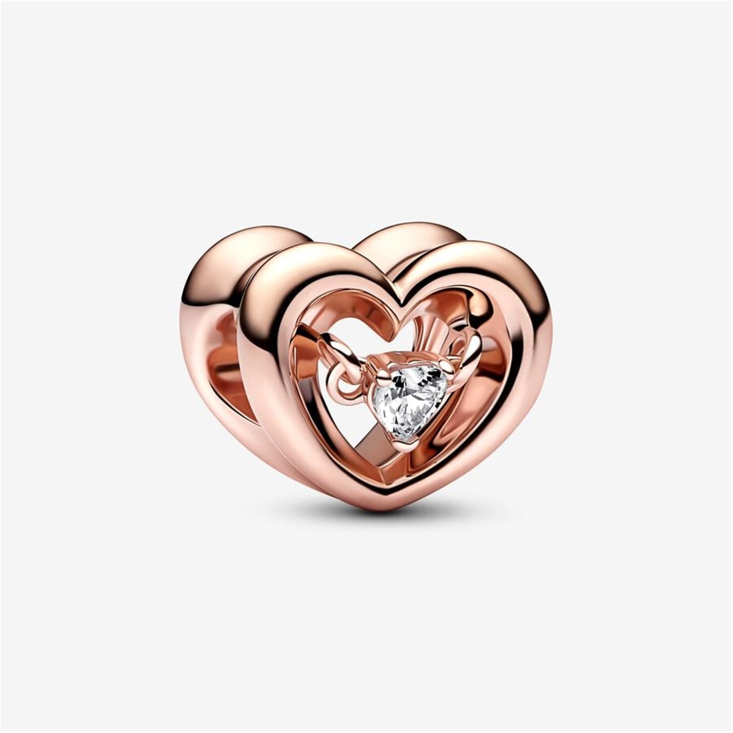 S925 Sterling Silver Radiant Heart & Floating Stone Charm