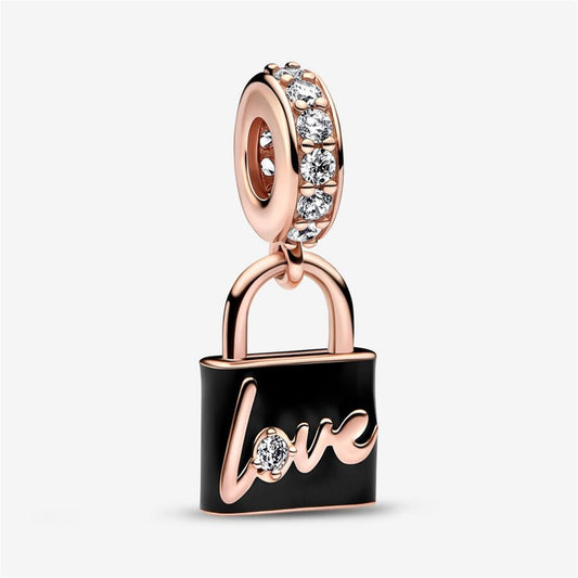 S925 Sterling Silver Love Padlock Dangle Charm