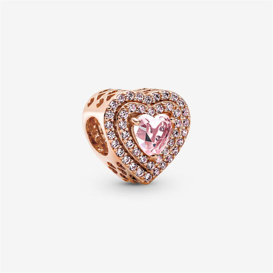 S925 Sterling Silver Sparkling Levelled Heart Charm