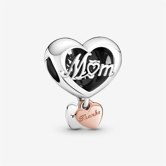 S925 Sterling Silver Thank You Mum Heart Charm