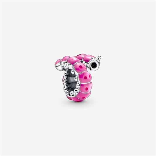 S925 Sterling Silver Cute Curled Caterpillar Charm