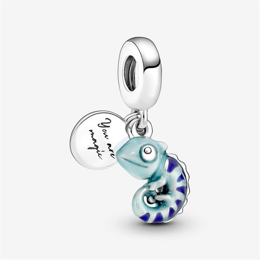 S925 Sterling Silver Color-changing Chameleon Dangle Charm