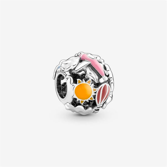 S925 Sterling Silver Fly Away Rainbow Sky & Travel Charm