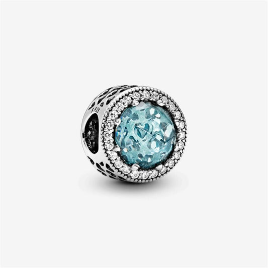 S925 Sterling Silver Sparkling Glacier Blue Charm