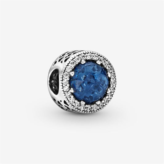S925 Sterling Silver Sparkling Dark Blue Charm