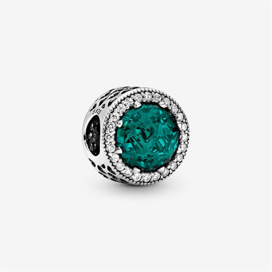 S925 Sterling Silver Sparkling Sea Green Charm