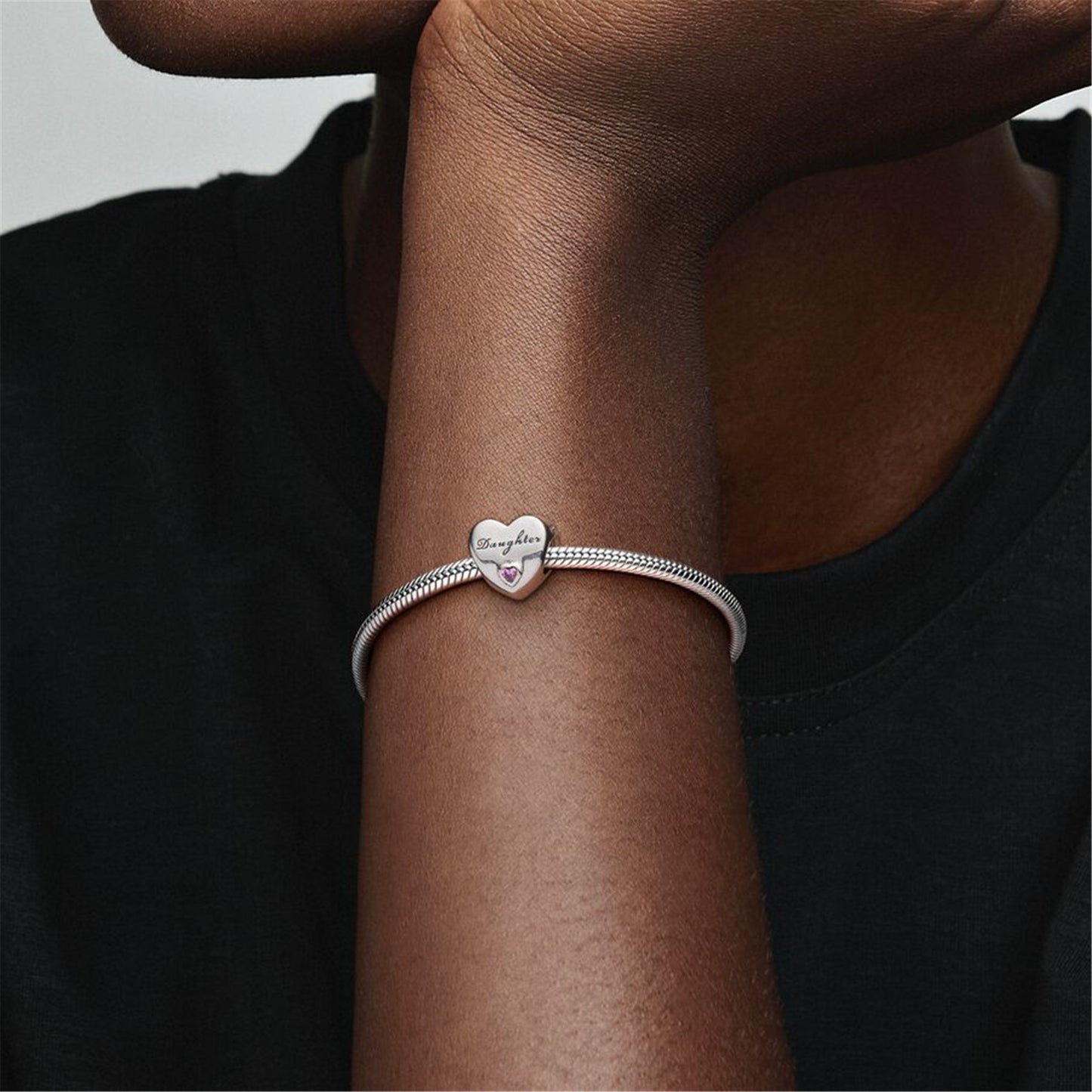 S925 Sterling Silver Daughter Heart Charm