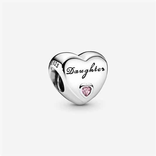 S925 Sterling Silver Daughter Heart Charm