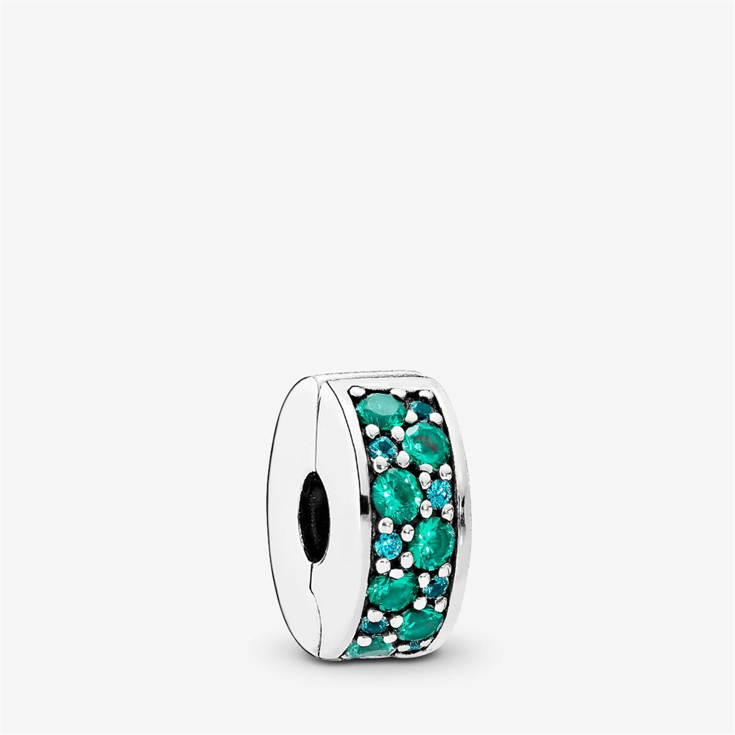 S925 sterling silver Teal Pavé Clip Charm