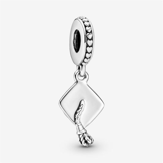 S925 Sterling Silver Graduation Cap Dangle Charm