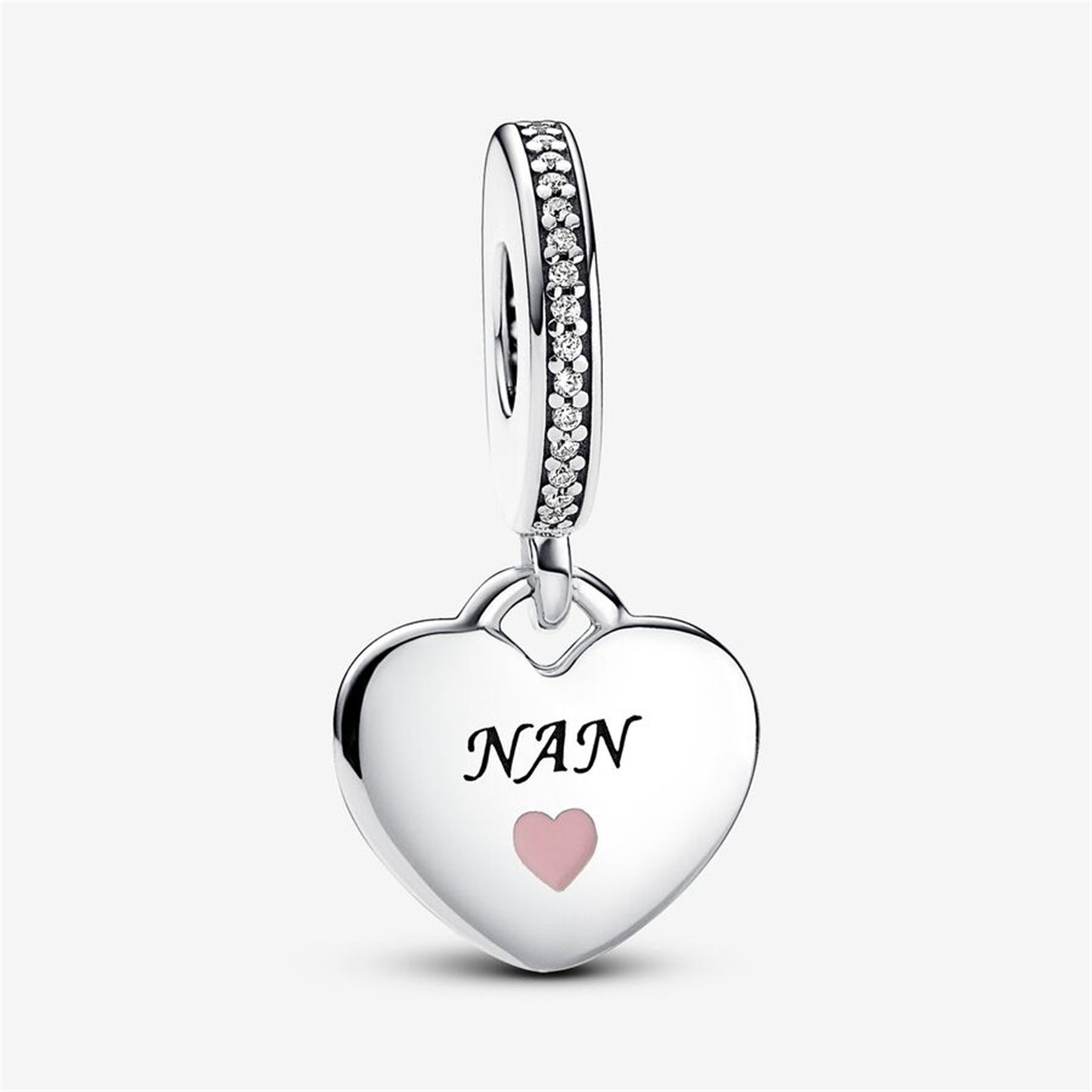 S925 Sterling Silver Nan Heart Dangle Charm