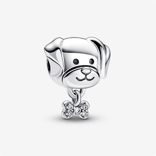 S925 Sterling Silver Pet Dog & Bone Charm