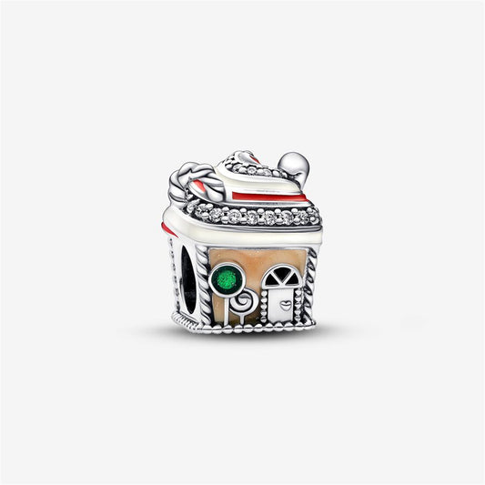 S925 Sterling Silver Festive Gingerbread House Charm