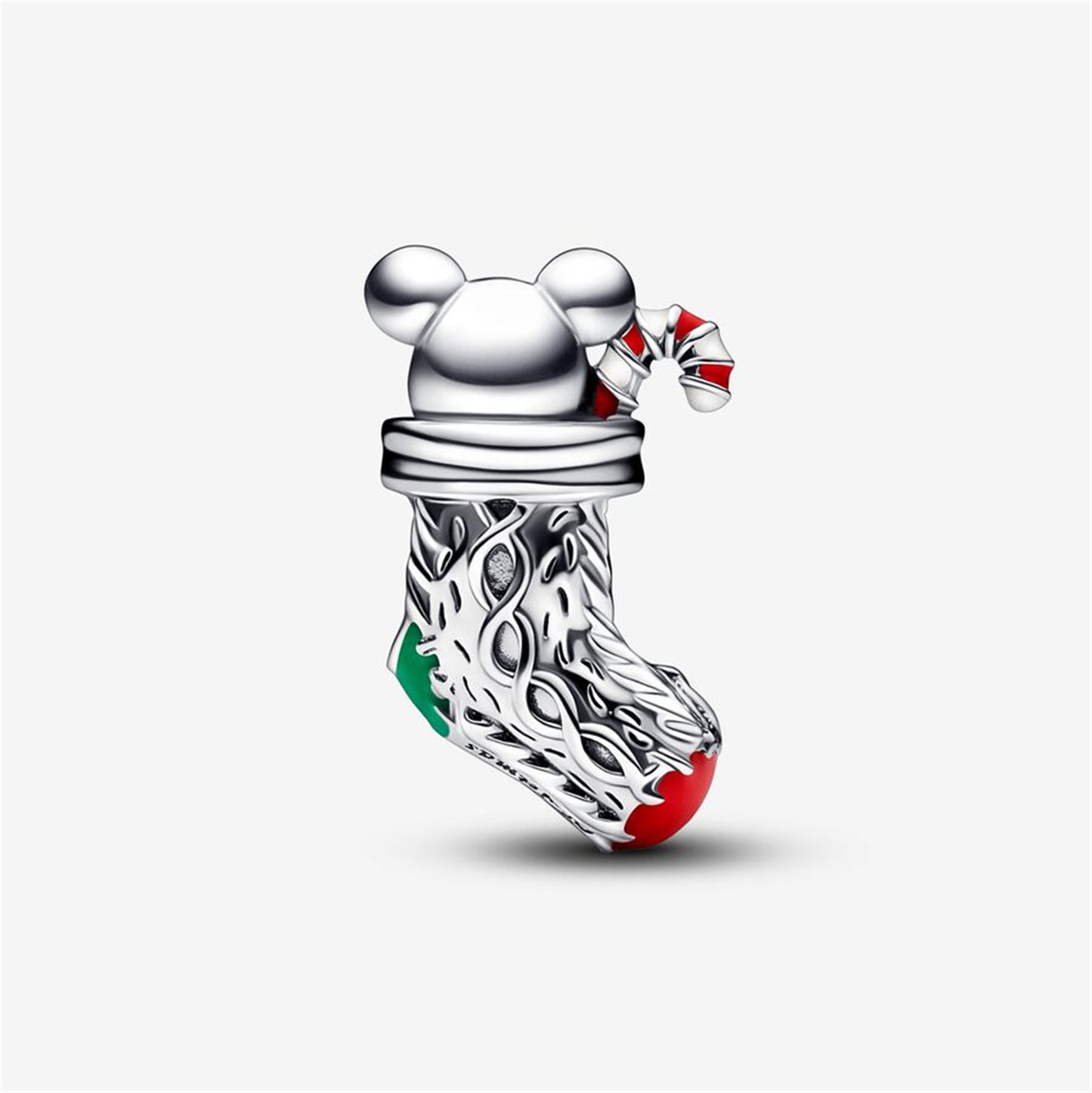 S925 Sterling Silver Festive Mouse & Stocking Charm