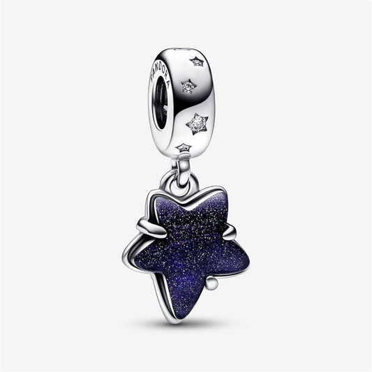 S925 Sterling Silver Celestial Galaxy Star Murano Dangle Charm