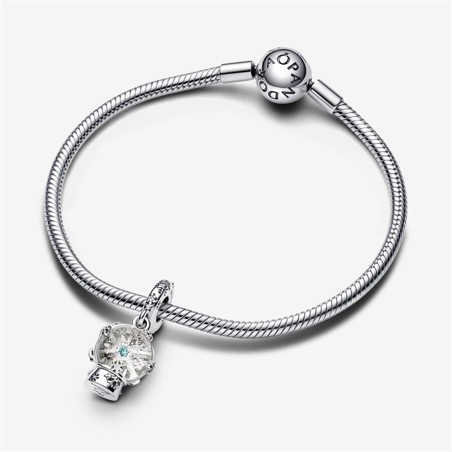 S925 Sterling Silver Snowflake Snowglobe Dangle Charm