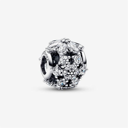 S925 Sterling Silver Sparkling Herbarium Cluster Round Charm