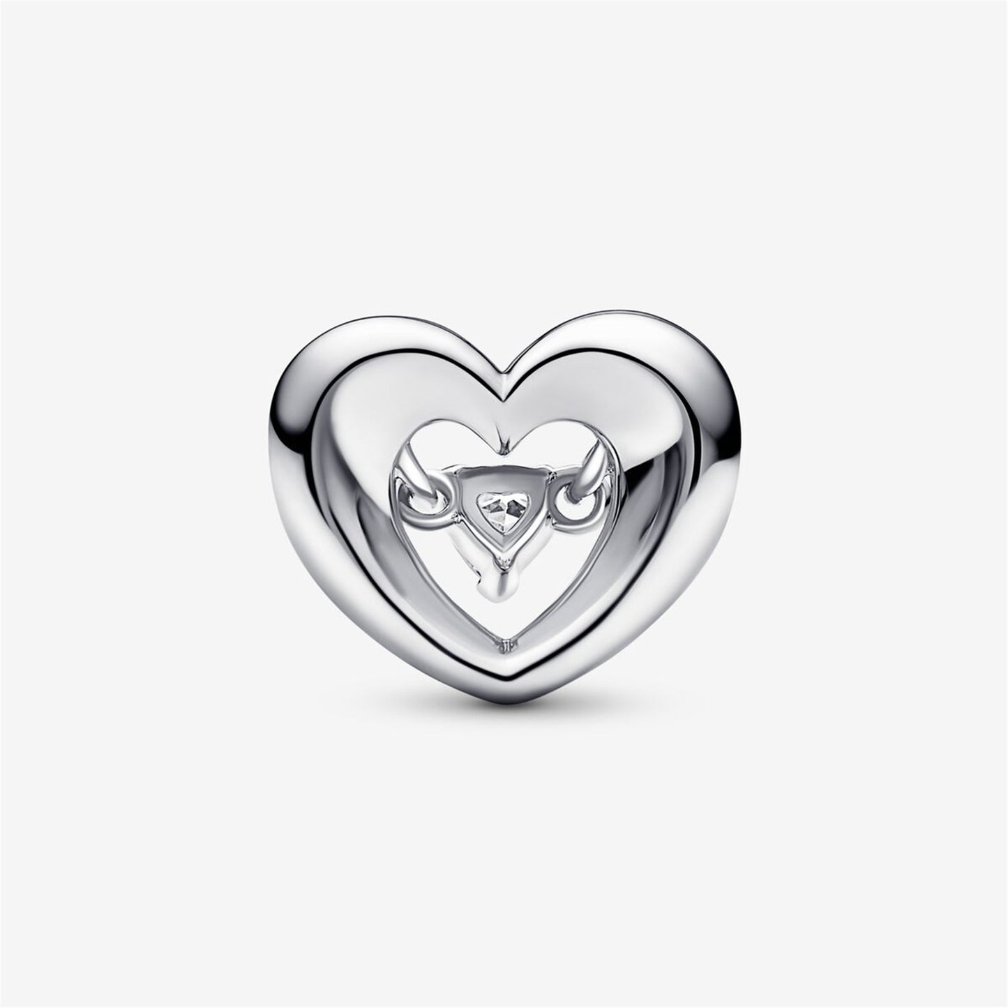 S925 Sterling Silver Radiant Heart & Floating Stone Charm