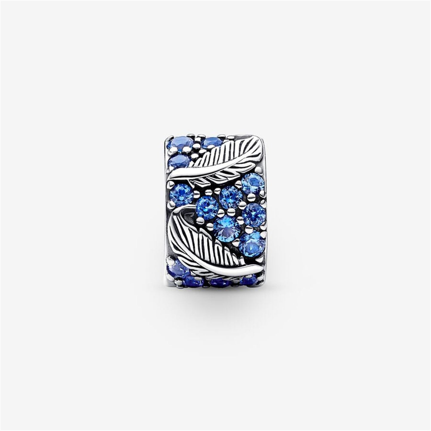 S925 sterling silver Curved Feather & Pavé Clip Charm