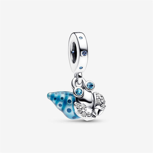S925 Sterling Silver Glow-in-the-dark Hermit Crab Dangle Charm