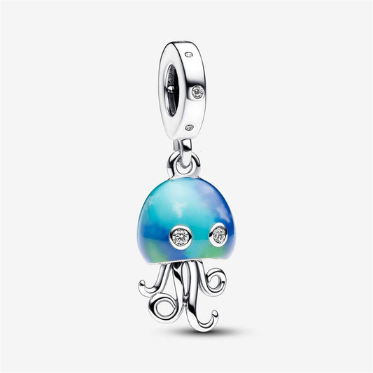 S925 Sterling Silver Colour-changing Jellyfish Dangle Charm