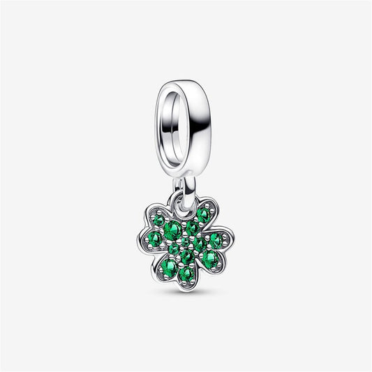 S925 Sterling Silver Four Leaf Clover Dangle Charm