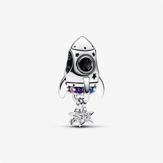 S925 Sterling Silver Space Love Rocket Charm