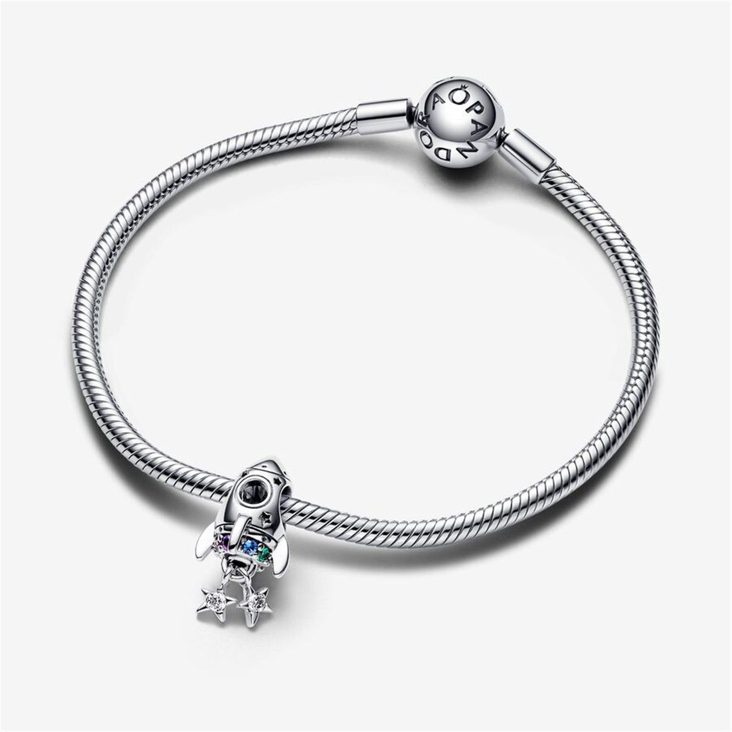 S925 Sterling Silver Space Love Rocket Charm