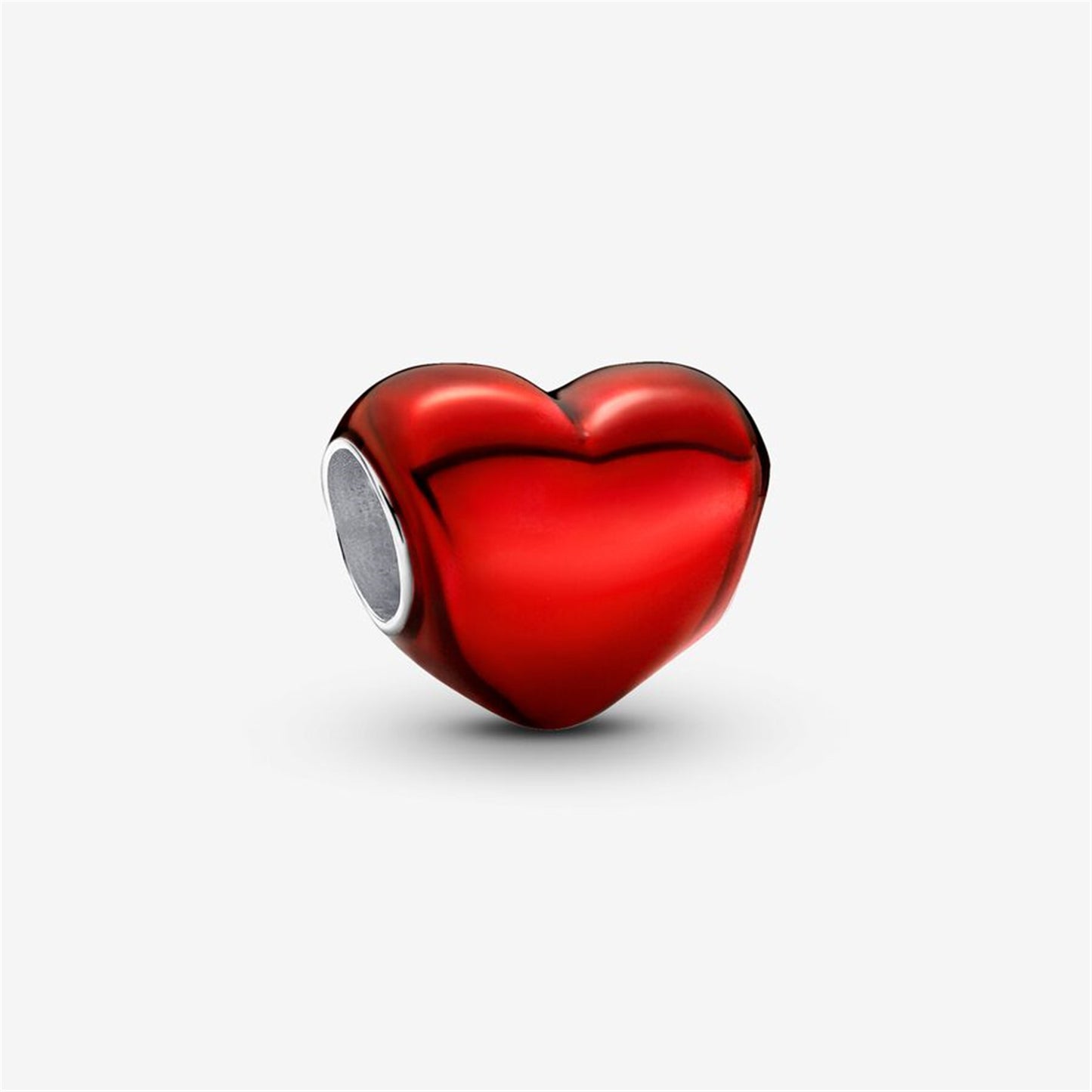 S925 Sterling Silver Metallic Red Heart Charm