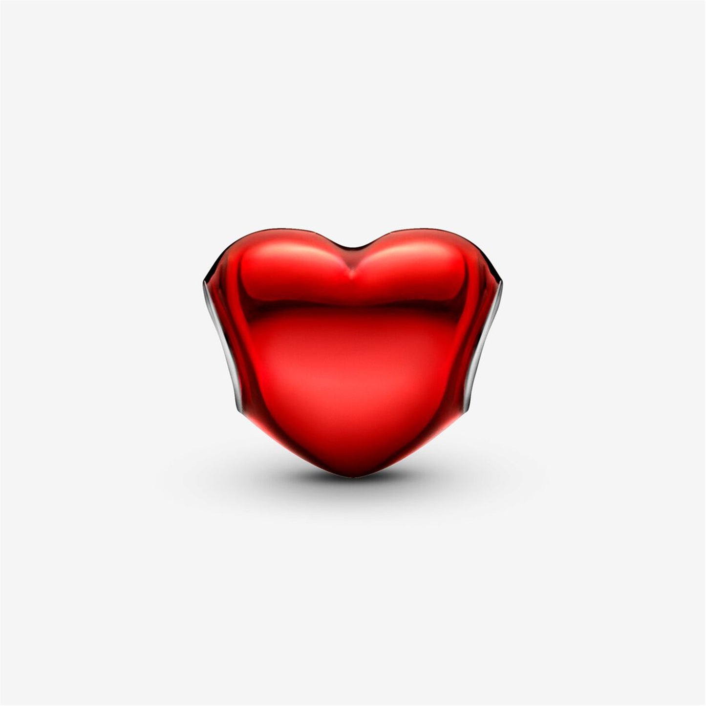S925 Sterling Silver Metallic Red Heart Charm