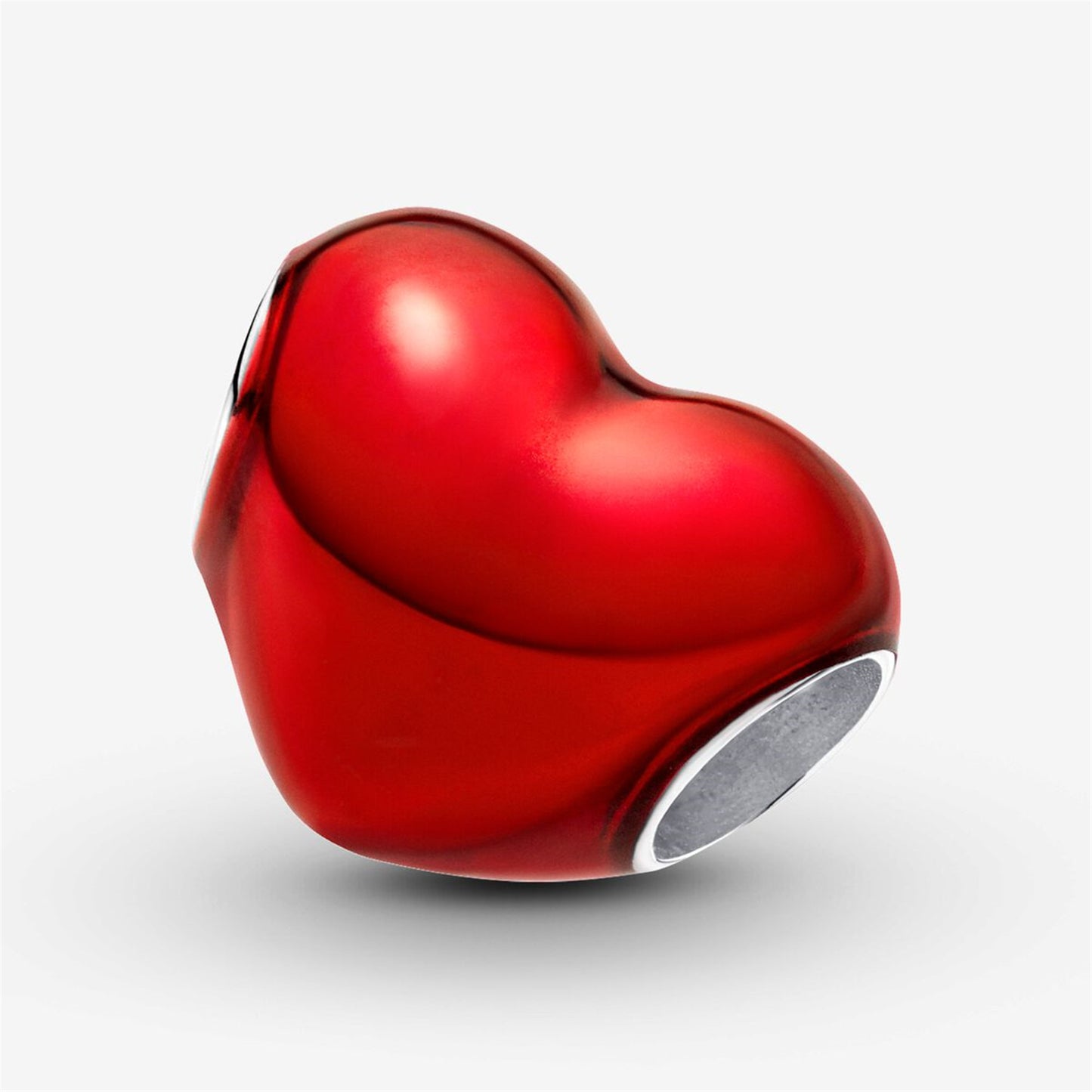 S925 Sterling Silver Metallic Red Heart Charm