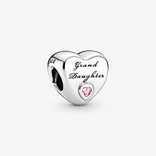 S925 Sterling Silver Granddaughter Heart Charm