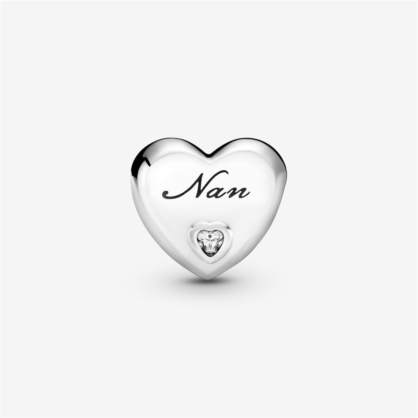 S925 Sterling Silver Polished Nan Heart Charm