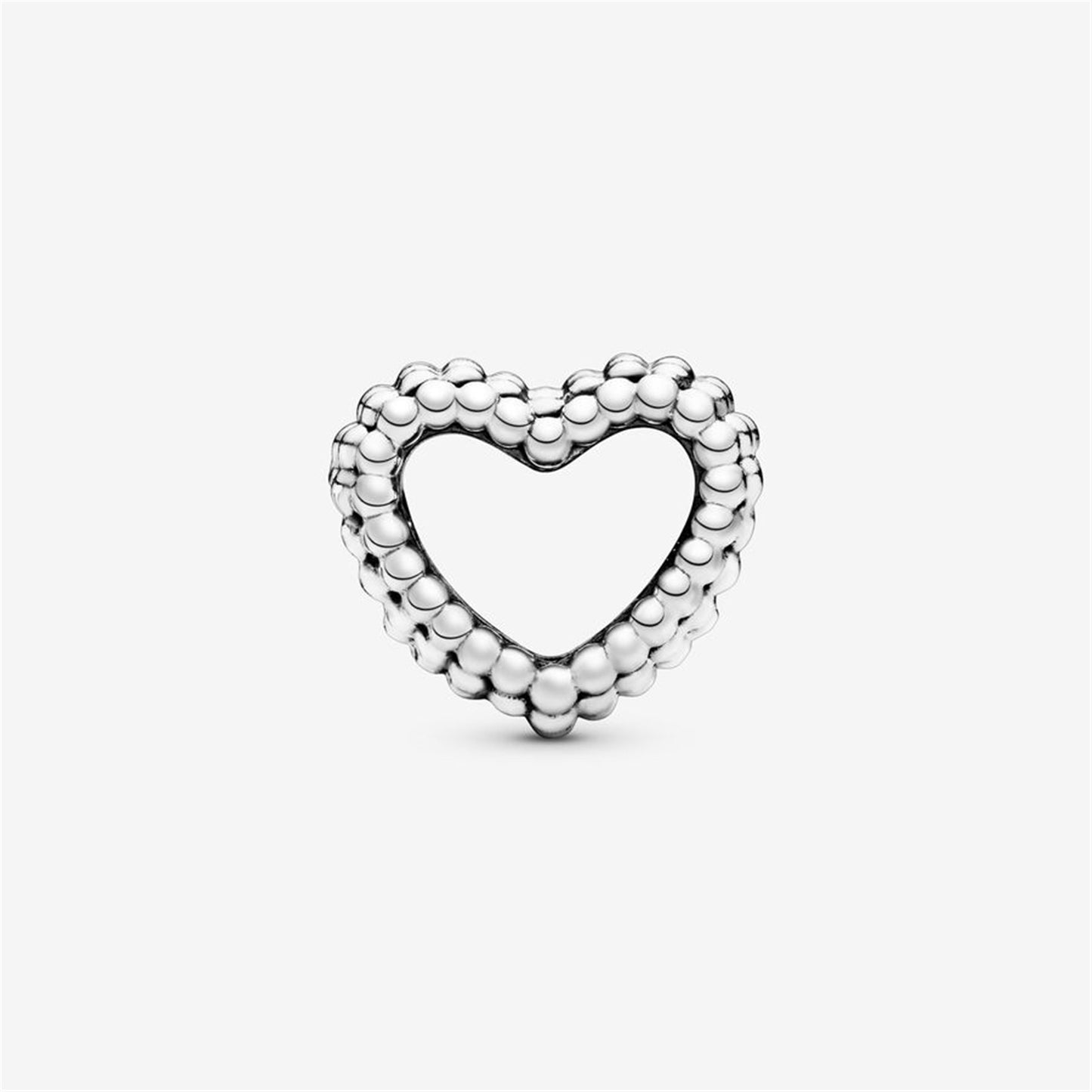 S925 Sterling Silver Beaded Open Heart Charm