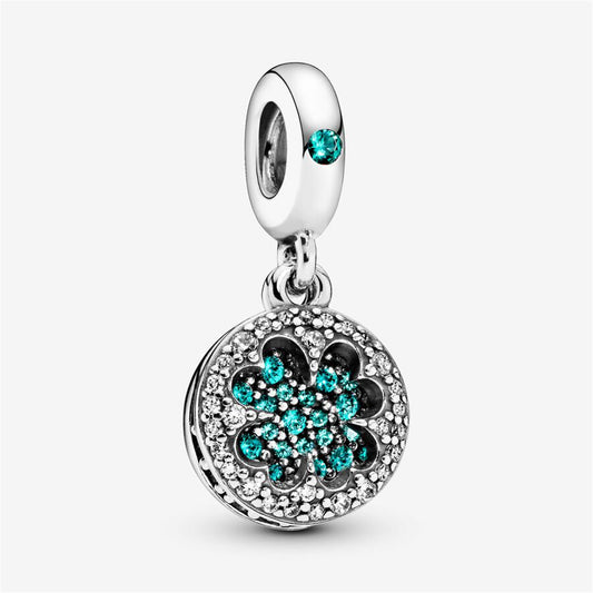S925 Sterling Silver Lucky Four Leaf Clover Dangle Charm