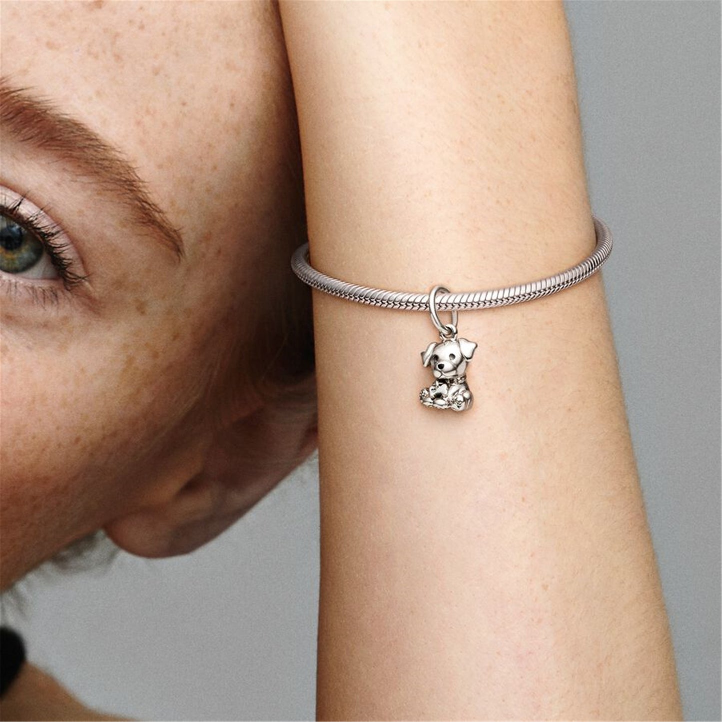 S925 Sterling Silver Labrador Puppy Dog Dangle Charm